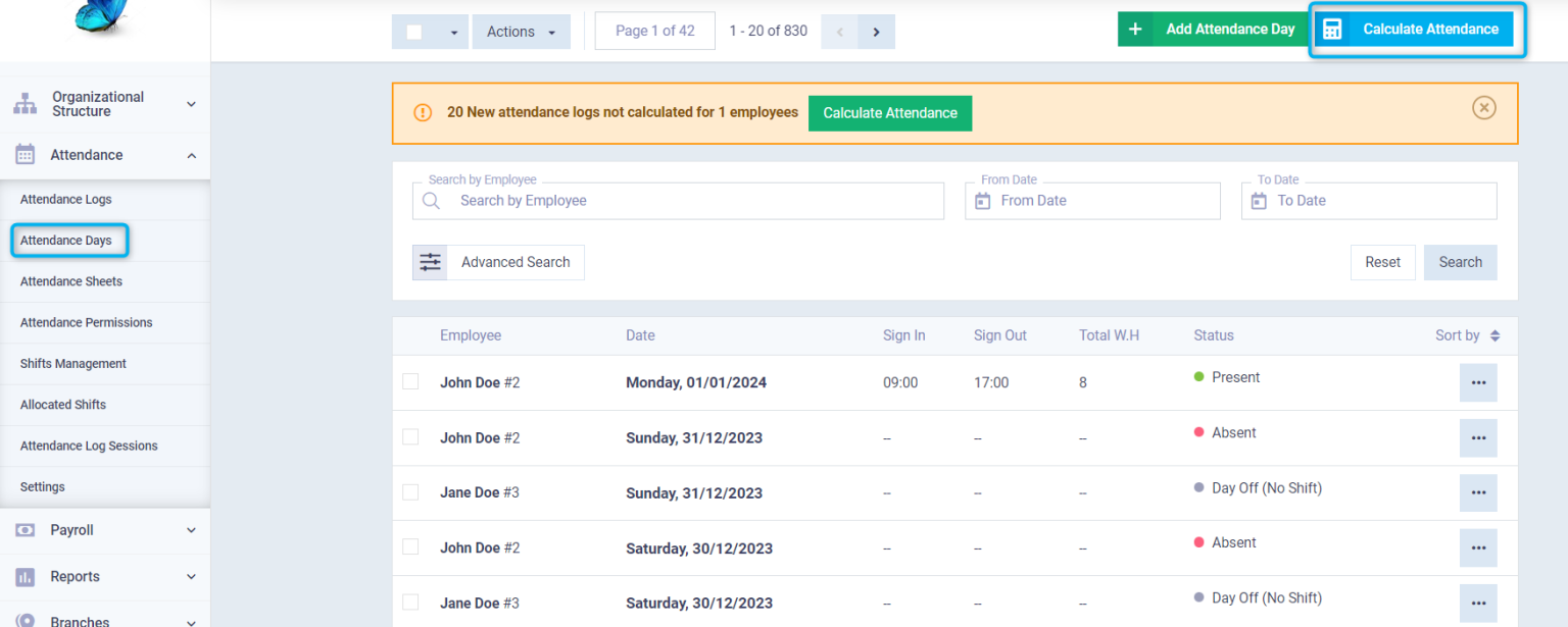 How to Calculate Employees' Attendance Days - Daftra Knowledge Base