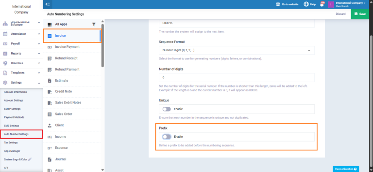 Adding a Prefix to the Auto Numbering - Daftra Knowledge Base