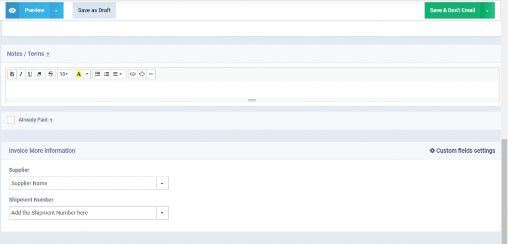 Creating a Custom Field on the Invoice. - Daftra Knowledge Base