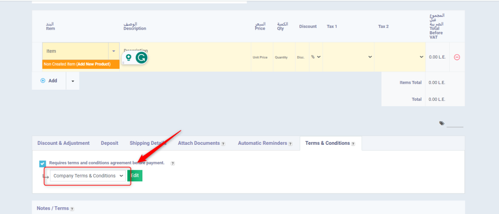 Managing Terms and Conditions - Daftra Knowledge Base