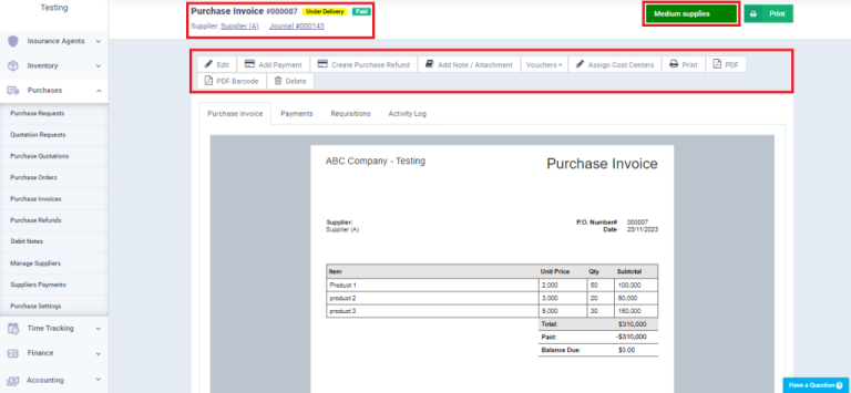 Adding Purchase Invoice - Daftra Knowledge Base