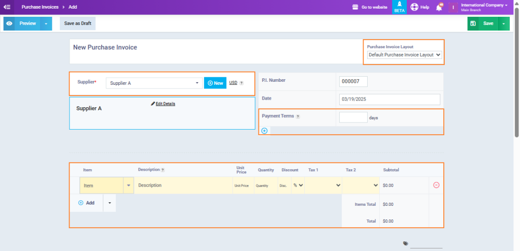 Adding Purchase Invoice - Daftra Knowledge Base