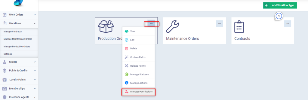 Controlling the Permissions of the Workflow Type - Daftra Knowledge Base