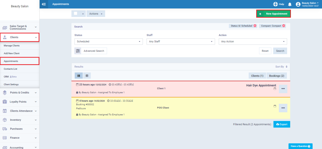 Bookings & Appointments - Daftra Knowledge Base