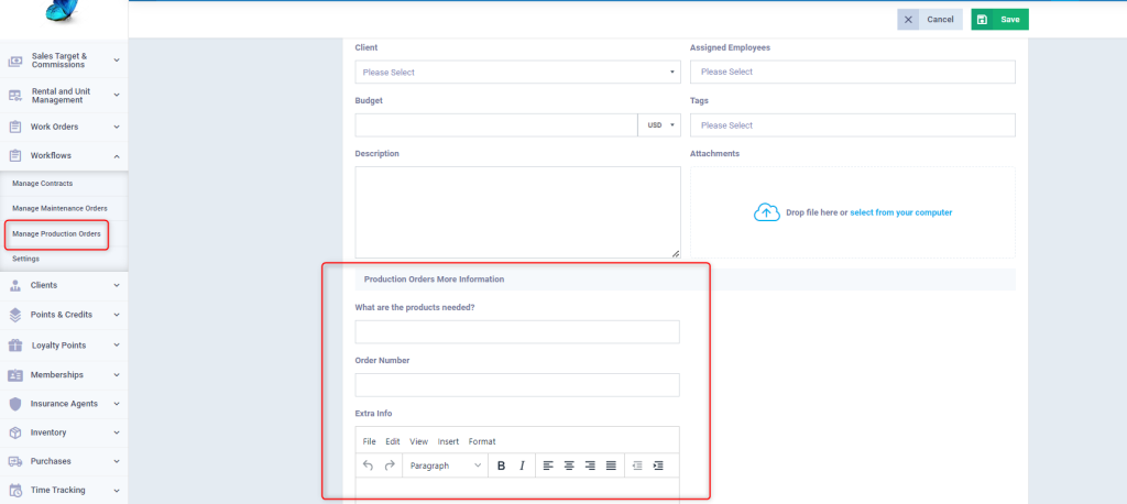 Additional Fields for a Workflow Type - Daftra Knowledge Base