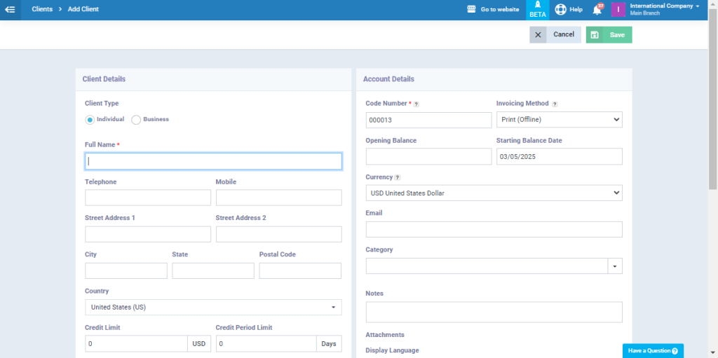 Adding a New Client - Daftra Knowledge Base
