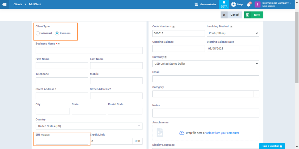 Adding a New Client - Daftra Knowledge Base