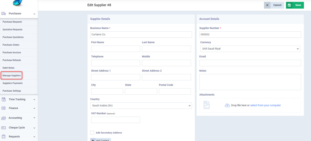 Suppliers Custom Fields - Daftra Knowledge Base