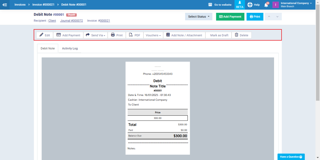 Issue a Debit Note for Sales Invoice - Daftra Knowledge Base