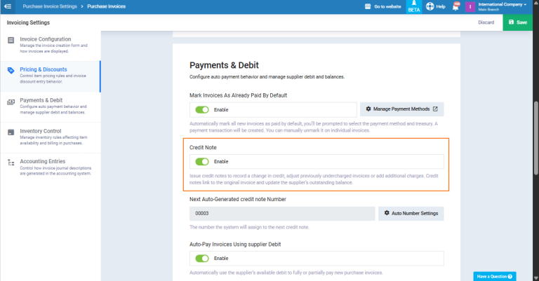 Issuing A Credit Issuing Credit Notes for Purchase Invoices - Daftra Knowledge Base