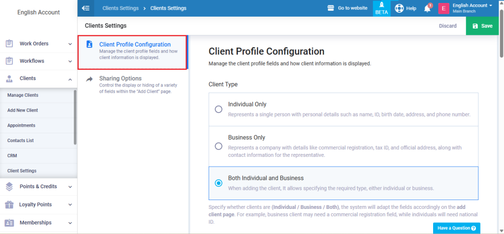 Explanation of How to set up the Client Settings in the Client ...