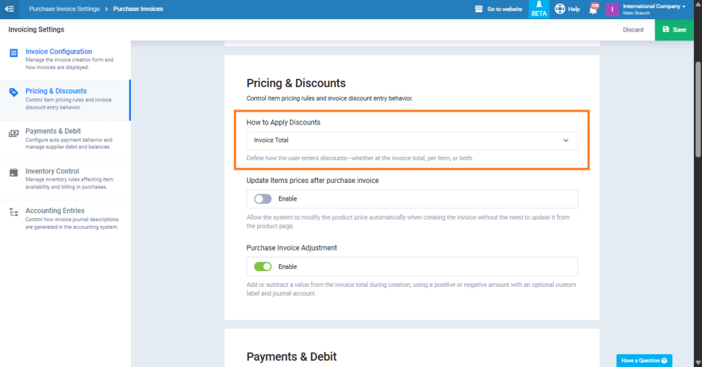 Adding a Discount to a Purchase Invoice - Daftra Knowledge Base