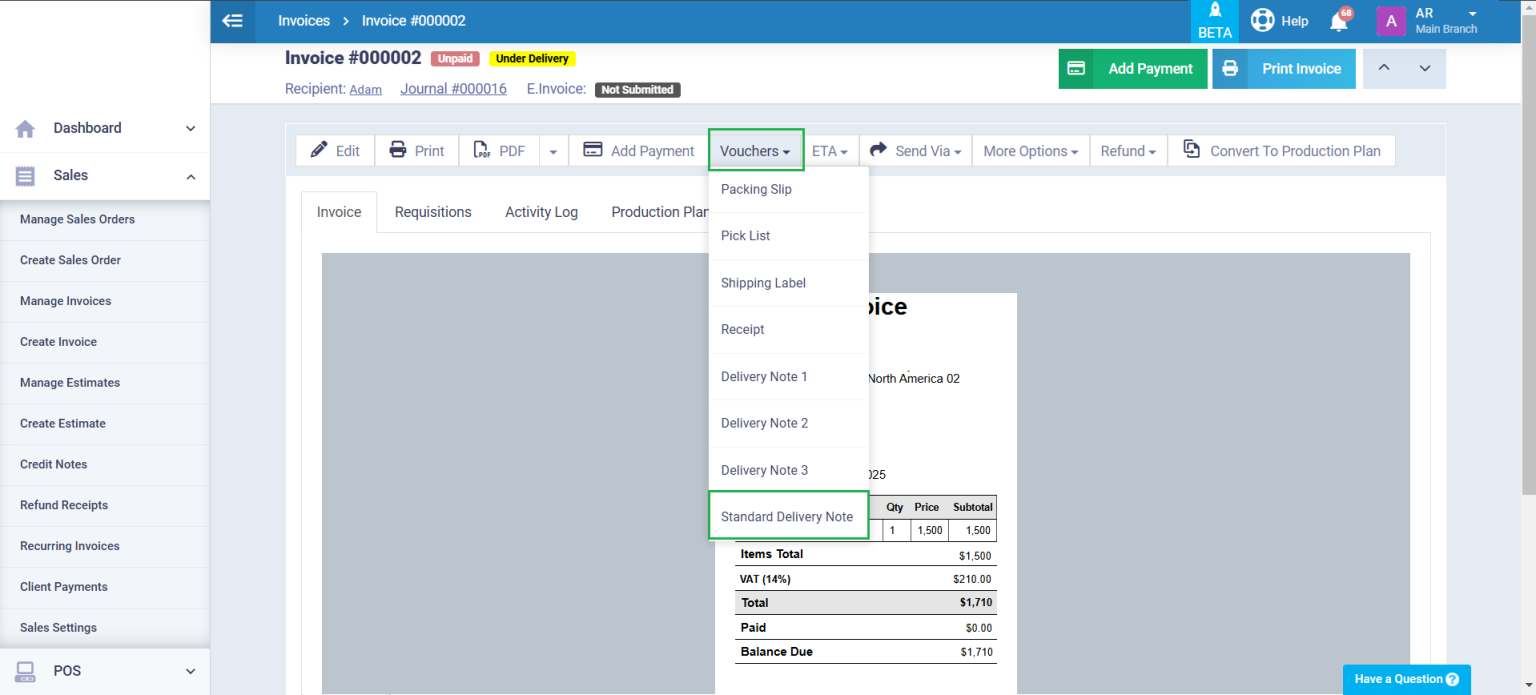 Displaying Item Columns in the Delivery Template - Daftra Knowledge Base