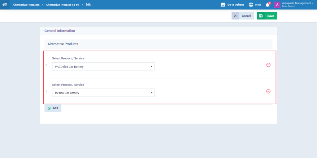 Adding and Managing Alternative Products - Daftra Knowledge Base