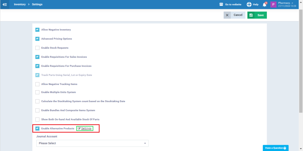Setting Up Alternative Product Settings - Daftra Knowledge Base