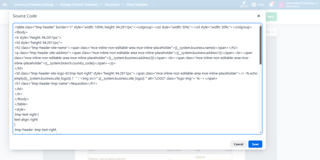 Requisitions Printable Template - Daftra Knowledge Base