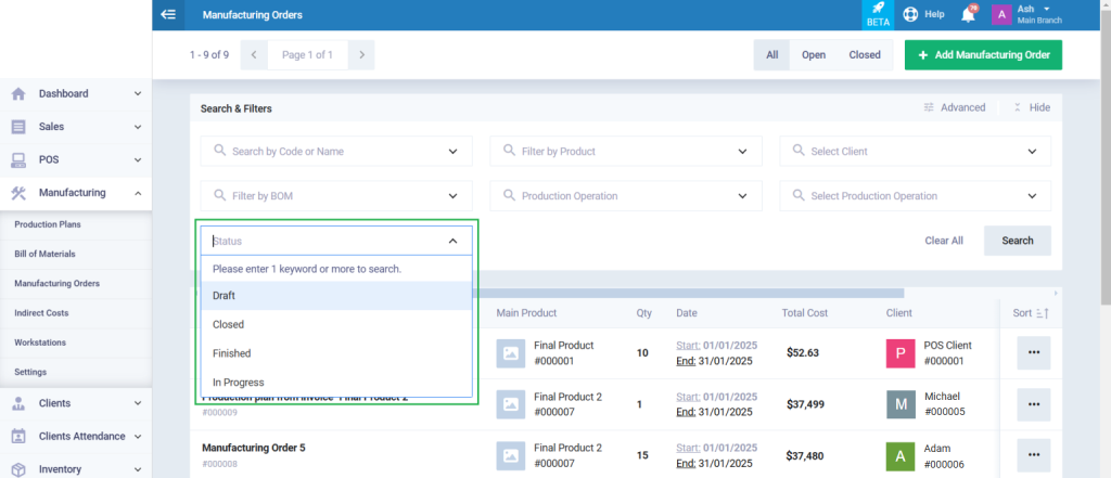 Automatic and Manual Manufacturing Orders Statuses - Daftra Knowledge Base