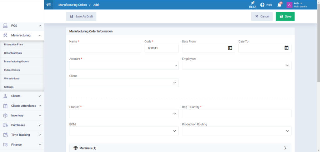 Manufacturing Orders Custom Fields - Daftra Knowledge Base