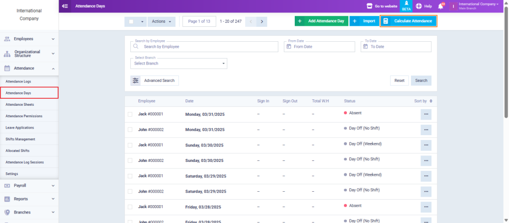 Calculating Attendance for Multiple Designations - Daftra Knowledge Base