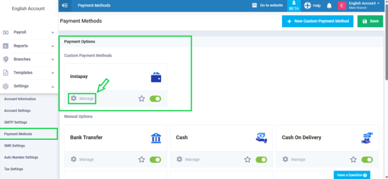 How to Delete Custom Payment Methods - Daftra Knowledge Base