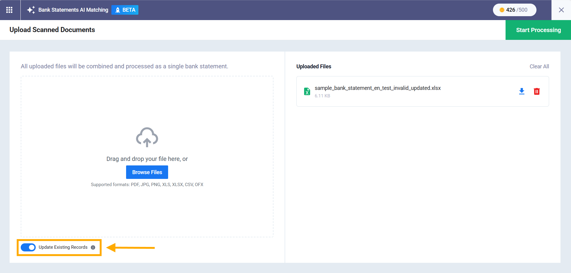enable update existing records