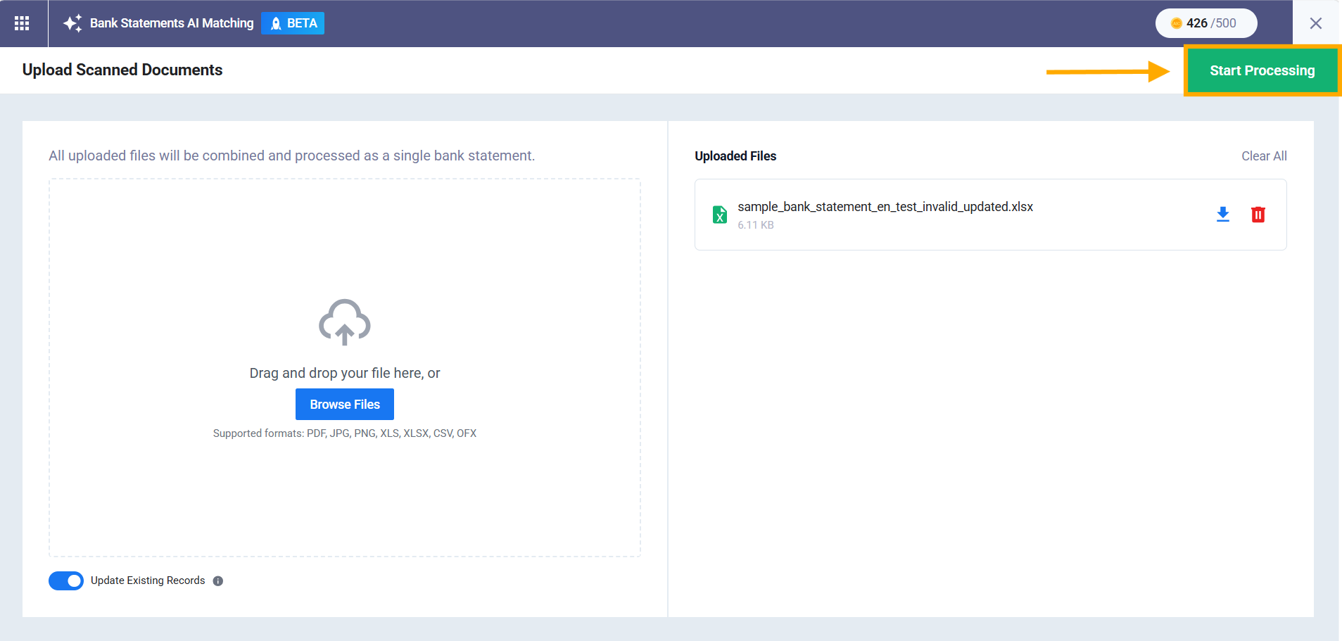 start processing